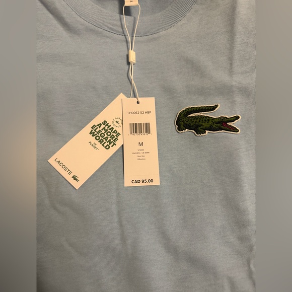 LACOSTE Unisex Loose Fit Large Crocodile Organic Cotton T-shirt-Size M-NWT - Picture 5 of 11